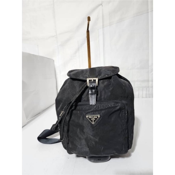 Authentic PRADA Vintage Tessuto Nylon Vela Cinch Backpack Black - Picture 12 of 13